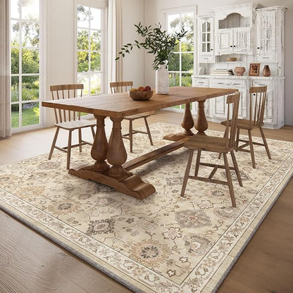 10x12 Area Rugs for Living Room: Bedroom Rug Stain Resistant Non Slip Low Pile Soft Lightweight Carpet for Kitchen Dining Room Nursery Kids Room Farmhouse Home Office