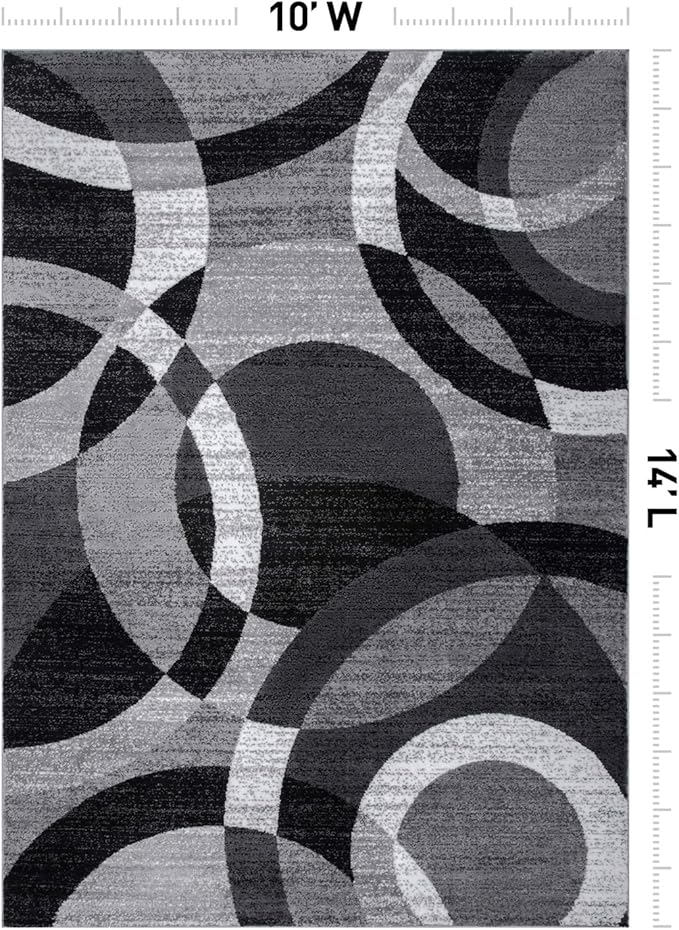 Rugshop Contemporary Abstract Circles Perfect for high Traffic Areas of Your Living Room,Bedroom,Home Office,Kitchen Area Rug 10' x 14' Gray