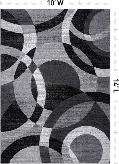 Rugshop Contemporary Abstract Circles Perfect for high Traffic Areas of Your Living Room,Bedroom,Home Office,Kitchen Area Rug 10' x 14' Gray