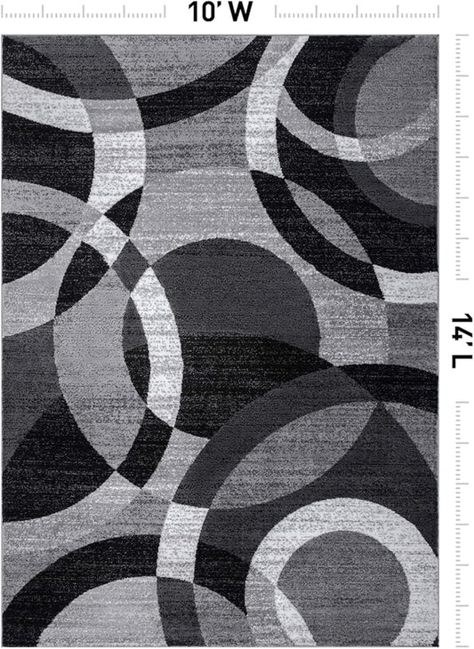 Rugshop Contemporary Abstract Circles Perfect for high Traffic Areas of Your Living Room,Bedroom,Home Office,Kitchen Area Rug 10' x 14' Gray