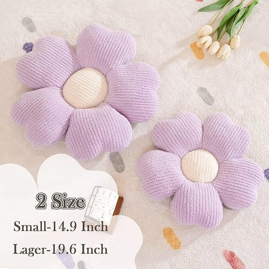 Kcvvcr Flower Throw Pillow, Cute Flower Shaped Pillow Decorative Throw Pillow for Bed Couch, Soft Daisy Pillows Floor Seating Cushion Cushions (14.9 Inch Purple)