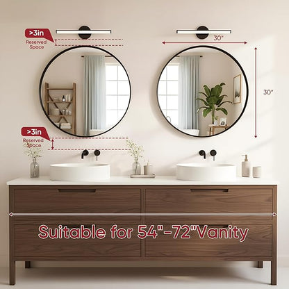 Suidia 2-Pack 30" x 30" Bathroom Mirror, Bathroom Vanity Mirror Metal Framed, Wall-Mounted Mirrors for Bedroom, Living Room, Entryway, Hallway, Black, Round Style