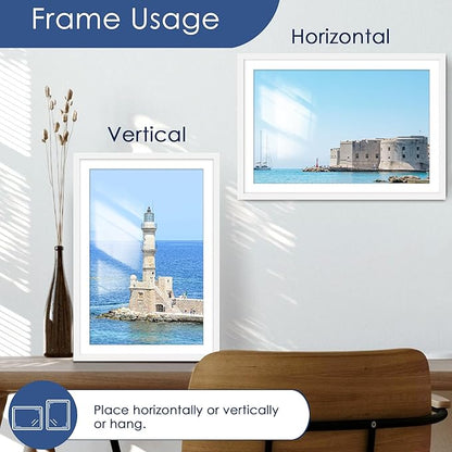 PEALSN 13x19 Picture Frame Set of 6, Display Pictures 11 x 17 with Mat or 13 x 19 without Mat for Wall Mounting Display, Poster Frames Collage for Wall Decor, White.