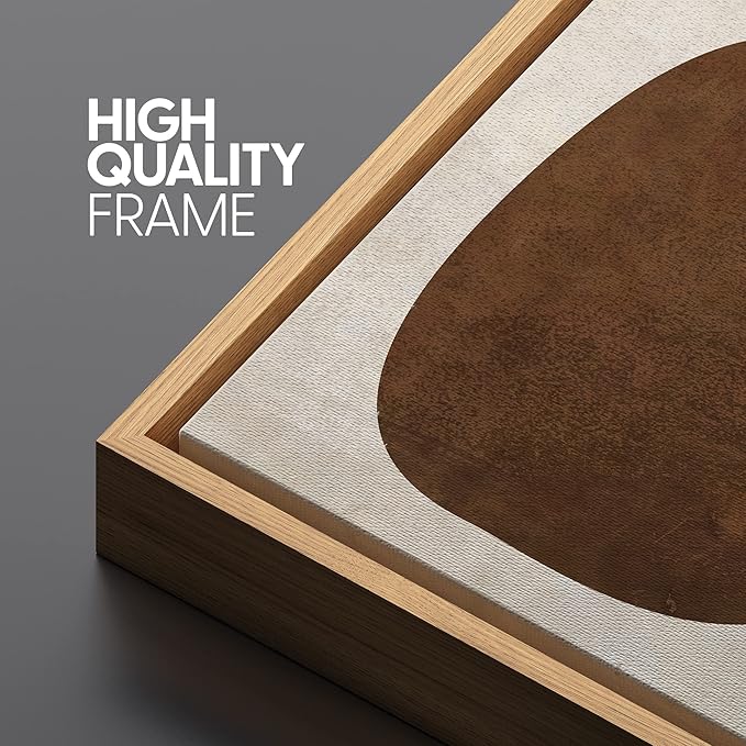 SIGNLEADER Framed Canvas Print Wall Art Set Brown Tan Retro Polygon Collage Abstract Shapes Illustrations Modern Art Geometric Zen Mid-Century for Living Room, Bedroom, Office - 24"x36"x3 NATURAL
