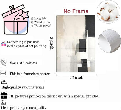 3Pcs Neutral Abstract Canvas Wall Art Pictures Modern Minimalist Posters Prints Beige Black Brown Simple Wall Decoration for Living Room Bedroom Bathroom Office 12x16in Unframed