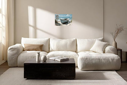TutuBeer 1 Panel Coastal Bathroom Canvas Wall Art Nautical Boat on Beach Canvas Picture Ocean Seagull Seascape Prints for Wall Sea Bird Farmhouse Artwork for Bedroom Living Room Decor 30"x40"