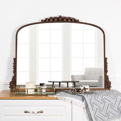 SHYFOY 36" X 23" Antique Mirrors for Wall Decor Baroque Scalloped Top, Vintage Wall Mirror Gold Decorative Mirrors for Living Room Entryway Bathroom Or Powder Room