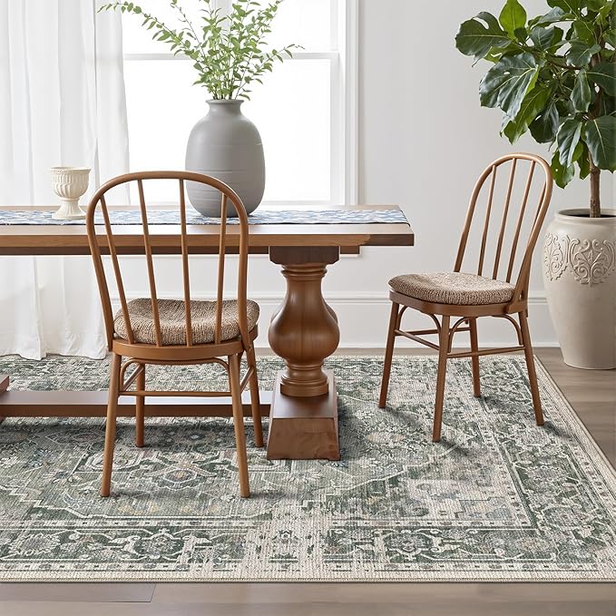 LUMI 8x10 Washable Area Rug for Living Room, Ultra Soft Stain Resistant Carpet with Non Slip Rubber Backing, Non-Shedding Low Pile Rugs for Bedroom, Dining Room, Indoor, Office