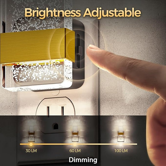 DORESshop LED Night Lights Plug into Wall, 0-100LM Dimmable Nightlight, Bubble Decorative Night Light, Dusk to Dawn Sensor, Wall Sconce-Style Design Nightlights for Bathroom, Hallway, 5000K
