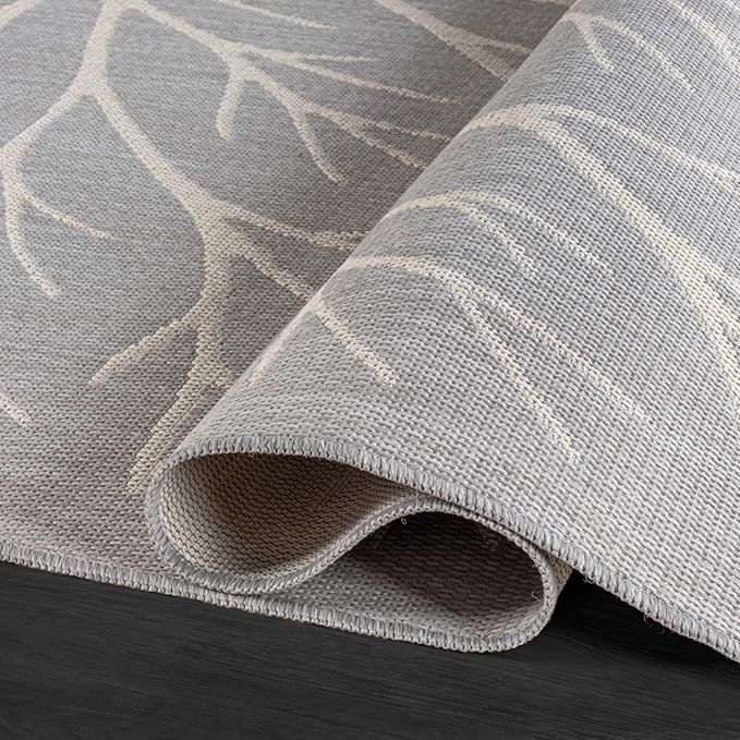 Washable Indoor Outdoor Rug 9x12 Modern Area Rugs Branch Pattern Non Shedding Waterproof Easy Clean Patio Deck Porch Living Room Bedroom Garden RV (9 X 12 Gray)