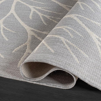 Washable Indoor Outdoor Rug 9x12 Modern Area Rugs Branch Pattern Non Shedding Waterproof Easy Clean Patio Deck Porch Living Room Bedroom Garden RV (9 X 12 Gray)