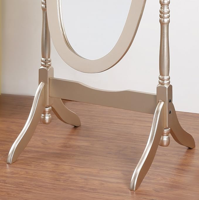 Roundhill Furniture Queen Anna Style Floor Cheval Mirror, Gold