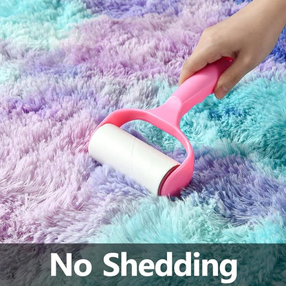 Deerhoo Large Shag Area Rugs 6 x 9, Tie-Dyed Plush Fuzzy Rugs for Living Room, Ultra Soft Fluffy Furry Rug for Bedroom, Indoor Carpet Nursery Rugs for Kids Room Home Decor, Rainbow