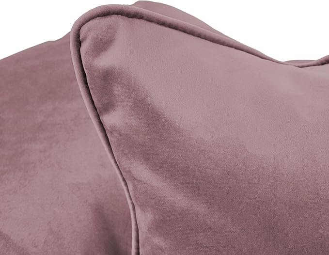 FDP 16" x 24" Velvet Rectangle Lumbar Pillow Set with Piping Decorative Throw Pillow for Home Dcor in Living Room, Bedroom or Lounge (2-Pack) - Mauve, 15160-112