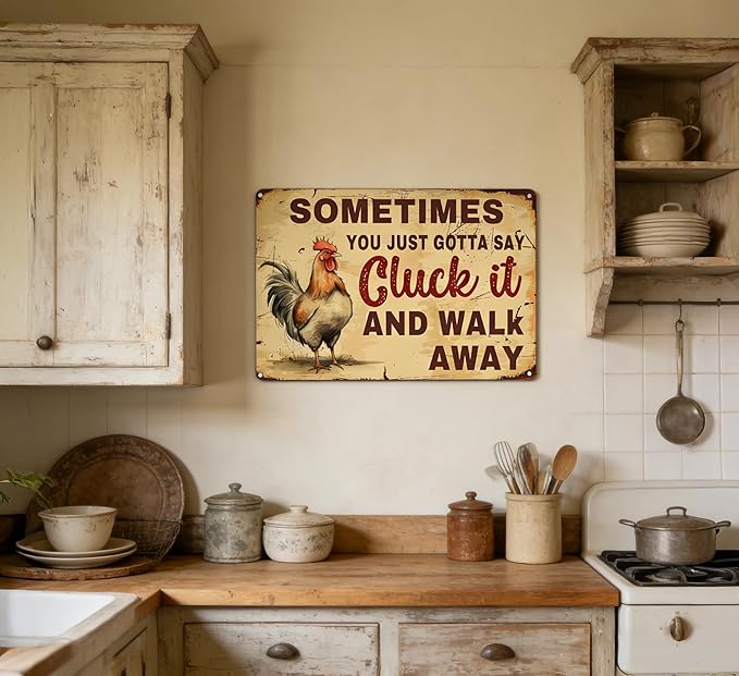 Funny Metal Signs Wall Art Funny Chicken Coop Tin Signs Decor Vintage Rooster Sign Rustic Farmhouse Wall Decor Yard-signs for Home Kitchen Farm Garden 8x12inch