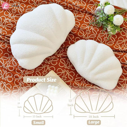 Lfsaaj Ivory Seashell Throw Pillows, Shell Shaped Throw Pillows, 13 Inch Soft Home Decorative Pillow Plush Cushion for Bed Couch Living Sofa Room Decor Accent Throw Pillow