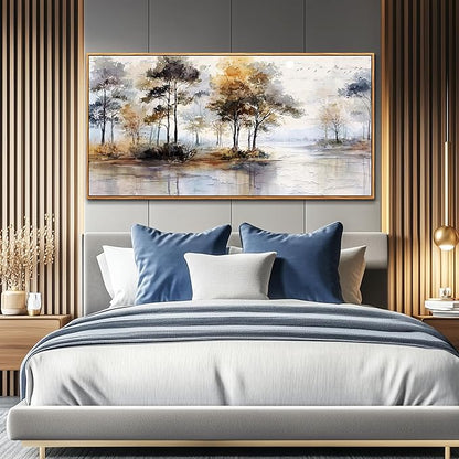 Wapluam Large Canvas Wall Art,Forest Framed Wall Art,Abstract Wall Art Artwork Retro Landscape Trees Pictures Decor Rustic Nature Canvas Painting Ready To Hang Living Room Bedroom Home Office 60"X30"