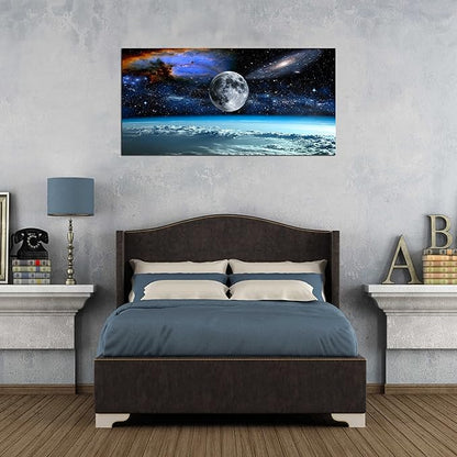 XXM WallArt FC2575 Space View From Earth Canvas Wall Art Landscape Modern Decor Abstract Canvas for Living Room Bedroom Kitchen Home and Office Wall Decor