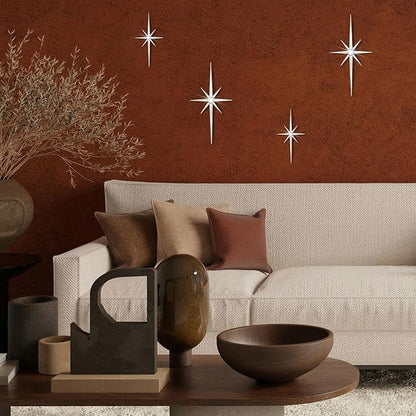 sxnzequnze 4 Pcs. Star Wall Art for Home Decor Living Room Bedroom Office Metal 3D,Bling,with Hanging Hook Starburst Midcentury Sculpture Retro Gallery Accent Celestial -Gold 16.5In/9.4In