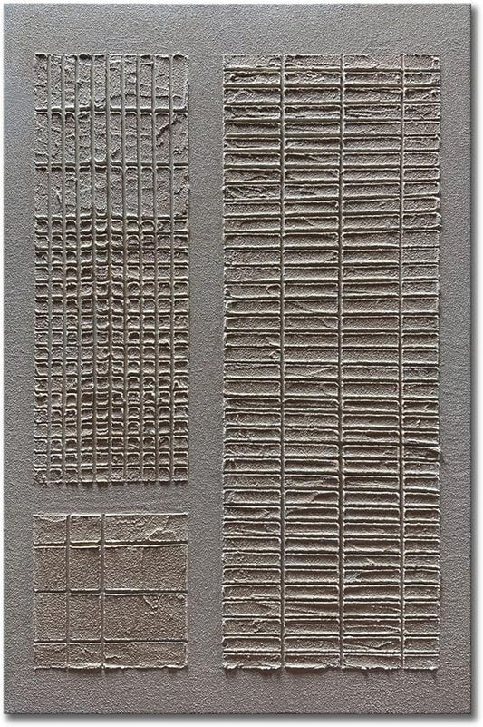 Slyart 100% Hand-Painted Beige and White Texture Abstract Wall Art Oil Painting 45x30 inch Contemporary Minimalist Art Home Wall Decoration Painting