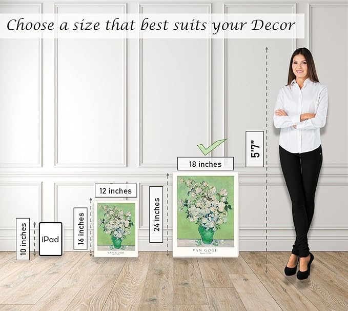 Induslyfe Large Framed Grass Wall Art Canvas Decor Set of 3, Matisse Framed Prints Posters Mid Century Modern Art, Aesthetic Floral Botanical Wall Art for Bedroom, Living Room, Bathroom 18x24