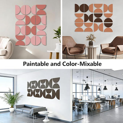 Half Circles 3D Wall Panels, Wall Decor Accents, Geometric Art, Large Wall Art, Landscape Home Decoration Modern and Minimalist For living Room,Bedroom, Office-24-Pack Panel Kit (White-24 PACK)