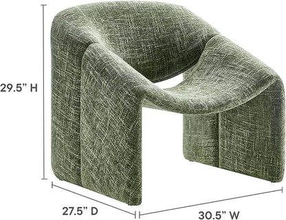 Modway Vivi Chenille Upholstered Accent Basil-Plush, Comfy Armchair, Ideal as a Modern Barrel, Lounge Reading Chair for Living Room, Bedroom or Cozy Corner Seating