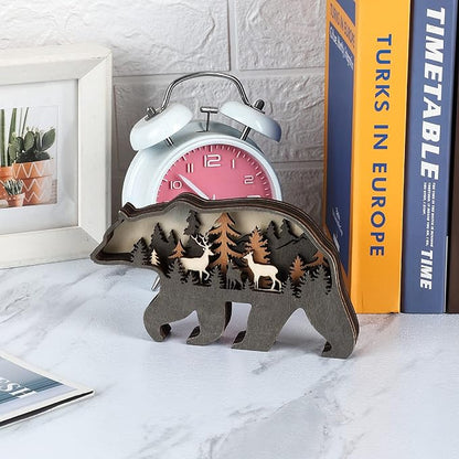 Laozai Wooden Forest Animals Bear Decor Cabin Rustic Decor Wall Decorations Mountain decor for Bedroom Living Room Table Decorative