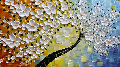 YaSheng Art - Handmade Wall Art 3D Texture Colorful Flowers Oil Painting ，Modern Abstract Canvas Wall Art，Bedroom Wall Decor Home,Wall Art for Living Room,Framed Wall Art Pictures 48 by 24 inch