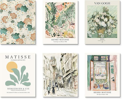 Habseligkeit Sage Green Master Wall Art Prints, Matisse Wall Art Exhibition Posters, Vintage Art Art Prints, Retro Room Decor for Aesthetic Bedroom(11x14inch, Unframed)