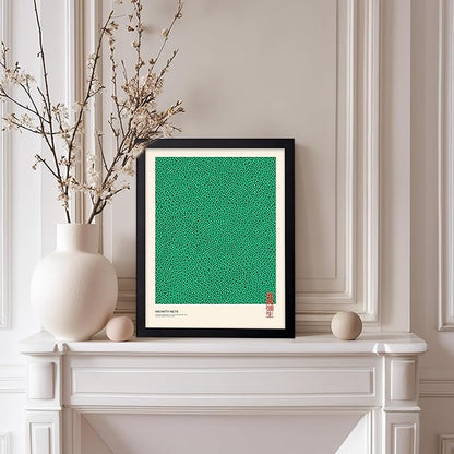 Poster Master Vintage Poster - Retro Pop Art Print - Gift for Artist, Friend - Infinity Nets, Japanese, Green, Modern, Abstract - Wall Decor for Home, Office, 8x10 Black Framed