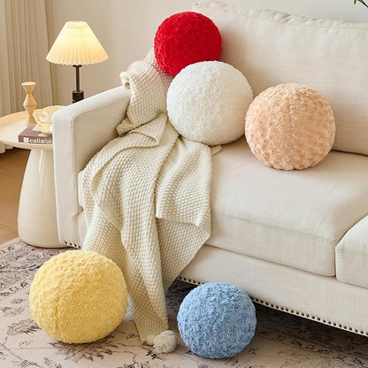 Ball Pillow, Decorative Round Pillow for Couch n, Circle Throw Pillows, Perfect Ball Pillows for Couch, Stylish Decorative Pillows, Versatile Round Throw Pillow (Grey Blue, Mini-8.6 Inches)