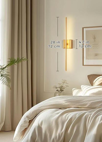 DORESshop Battery Operated Wall Sconces Set of 2, Dimmable Battery Wall Sconce with Remote Control, Gold 350°Rotate Rechargeable Sconces, 28.1 Inch Wireless Wall Lights for Bedroom, Living Room