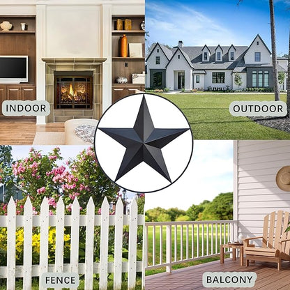 JoyEvy 24.5" Black Large Barn Star Wall Decor-Americana Exterior House Decor-Metal Star for Outside Texas Stars Art Rustic Vintage Western Country Home Farmhouse Wall Decoration