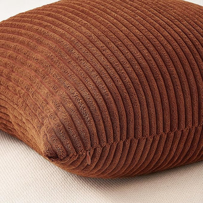 Topfinel Boho Throw Pillow Covers 18x18 Inch Set of 4 Soft Farmhouse Corduroy Striped Decorative Cushion Cover Yellow Brown Gradient Rustic Pillow Case for Sofa Couch Living Room Bedroom