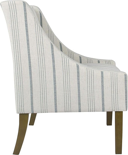 Homepop Home Decor Upholstered Classic Swoop Arm Accent Chair Accent Chairs for Living Room & Bedroom Decorative Home Furniture, Ivory & Gray Stripe
