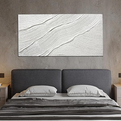 Tarfupth Large Abstract Canvas Wall Art for Living Room White Minimalist Textured Painting Hand-Painted Modern Neutral Artwork for Bedroom Office Decor 24"x48"