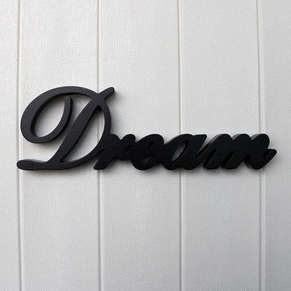 CVHOMEDECO. Matt Black Wooden Words Sign Free Standing "Dream" Desk/Table/Shelf/Home Wall/Office Decoration Art, 14 x 4-1/4 x 1 Inch