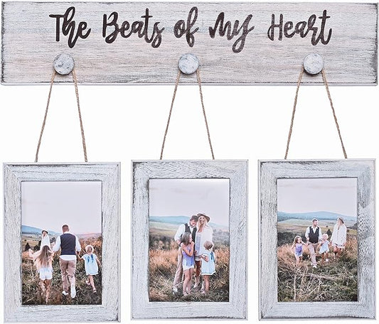 4X6 Picture Frames Farmhouse Rustic Vintage Distressed Solid Wood Photo Frame with HD plexiglass Hanging Picture Frame Wall Decor for Living Room, Set of 3