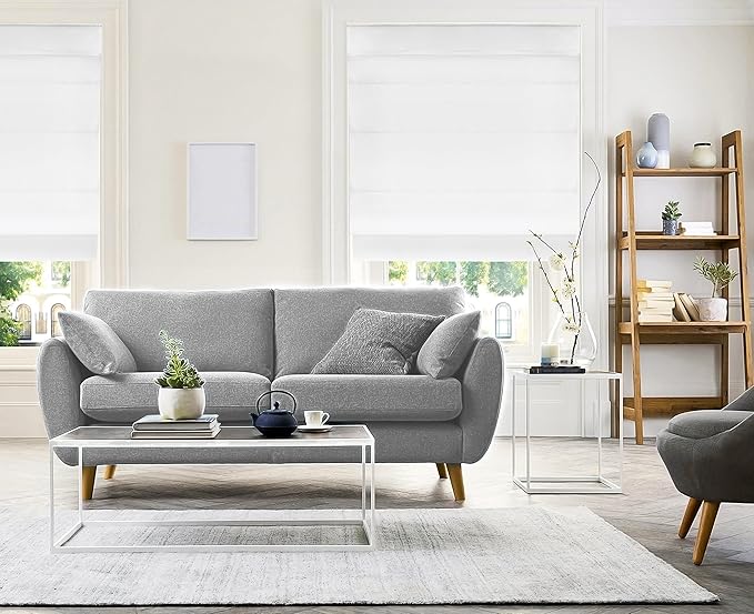 CHICOLOGY Cordless Roman Shade, Light Filtering Privacy Liner, Textured Belgian Snow Fabric, True-to-Size 33" W x 64" H, Inside/Outside/Ceiling Mount Window Treatment for Living Room Bedroom
