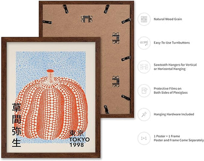 Poster Master Vintage Poster - Pumpkin Forever Print - Tokyo Art - Infinity Dots Art - Chic Gift for Men, Women - Perfect Decor for Living Room, Bedroom, Office, 16x20 Brown Framed