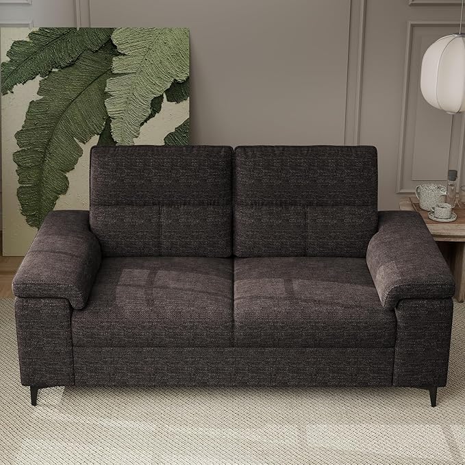 Upvilla 71.25" Modern Sofa Couch for Living Room, Deep Seat Sofas with 8” Cushion, Comfy 2-Seater Chenille Loveseat with Convertible Armrest, Removable Sofa Cover, High Leg (Dark Gray)