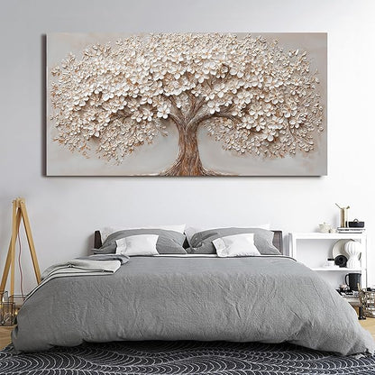 Canvas Wall Art Decor Prints Oversized Wall Art Pictures for Living Room Tree of Life Wall Art Decor Canvas Art Wall Decor Modern Large White Wall Art Prints Artwork for Walls Bedroom Office Decor 29" X 58"