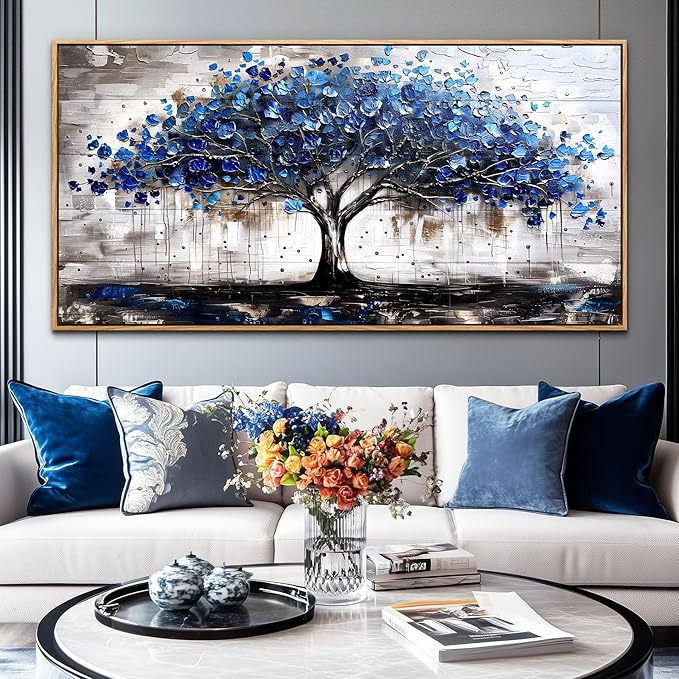 hyidecorart Canvas Wall Art For Office Abstract Wall Decoration For Living Room Bedroom Decor Tree Panoramic Landscape Painting Wood Framed Prints Textured Pictures Artwork Large Modern Hotel Decor