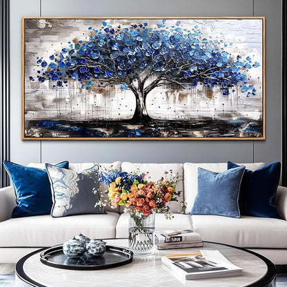 hyidecorart Canvas Wall Art For Office Abstract Wall Decoration For Living Room Bedroom Decor Tree Panoramic Landscape Painting Wood Framed Prints Textured Pictures Artwork Large Modern Hotel Decor