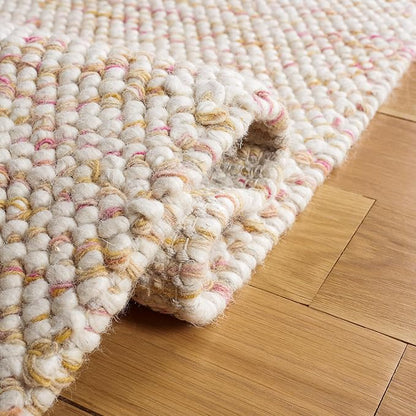 SAFAVIEH Natura Collection 6' Round Red/Ivory NAT182Q Handmade Wool Entryway Foyer Living Room Bedroom Area Rug