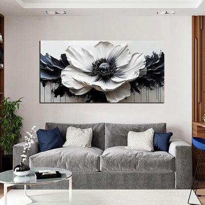 HUBOSKN Black and White Flower Wall Art for Bedroom - Large Canvas Wall Art Living Room - Floral Wall Decor for Teen Girls Size 29" x 59"