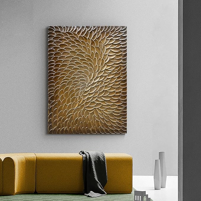 NANKAI Art Dark Gold Thick Texture Abstract Oil Painting Hand-Painted 3D Wall Art 40x28 inch Canvas Wall Art Deco Painting