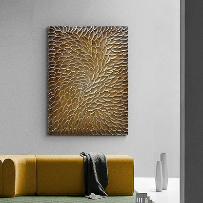 NANKAI Art Dark Gold Thick Texture Abstract Oil Painting Hand-Painted 3D Wall Art 40x28 inch Canvas Wall Art Deco Painting