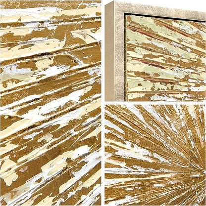 Empire Art Direct Radiant Burst Metallic Hand Painted Framed Canvas Wall Art with Gold Foil, Ready to Hang, Living Room, Bedroom & Office, 30"x40"x1.5"